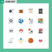 Modern Set of 16 Flat Colors Pictograph of preparation grid decorations cluster oil Editable Pack of Creative Vector Design Elements