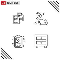 Modern Set of 4 Filledline Flat Colors and symbols such as document science copy experiment path Editable Vector Design Elements