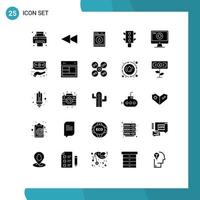 Pack of 25 creative Solid Glyphs of financing download robbot dlc addition Editable Vector Design Elements