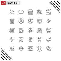 Modern Set of 25 Lines and symbols such as alcohol virus cooking search bug Editable Vector Design Elements