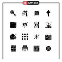 Set of 16 Modern UI Icons Symbols Signs for server alert storm up arrow Editable Vector Design Elements