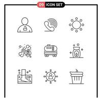 Set of 9 Modern UI Icons Symbols Signs for day bone ring awareness symbolism Editable Vector Design Elements