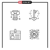 Group of 4 Filledline Flat Colors Signs and Symbols for art document business success identification Editable Vector Design Elements