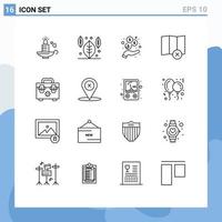 Group of 16 Modern Outlines Set for navigation tools investment construction map Editable Vector Design Elements