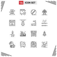 Universal Icon Symbols Group of 16 Modern Outlines of layout transmission box energy sport Editable Vector Design Elements