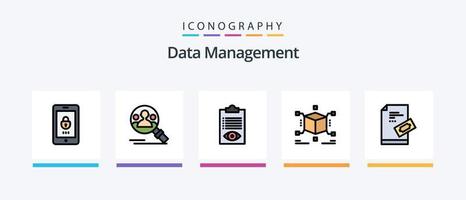 Data Management Line Filled 5 Icon Pack Including data . web. storage . social market . online. Creative Icons Design vector