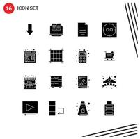 Mobile Interface Solid Glyph Set of 16 Pictograms of browser seo http document socket money Editable Vector Design Elements