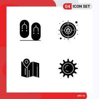 Mobile Interface Solid Glyph Set of 4 Pictograms of flip map travel internet hotel Editable Vector Design Elements