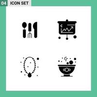 Stock Vector Icon Pack of 4 Line Signs and Symbols for cutlery jewelry travel banking necklace Editable Vector Design Elements