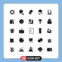 Pictogram Set of 25 Simple Solid Glyphs of physics thunder mail rainy rain Editable Vector Design Elements