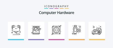 paquete de iconos de línea 5 de hardware de computadora que incluye refrigerador. hablar. hardware. grabadora. micrófono. diseño de iconos creativos vector