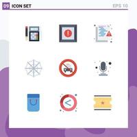 Modern Set of 9 Flat Colors Pictograph of disabled web file spider security Editable Vector Design Elements