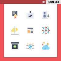 Universal Icon Symbols Group of 9 Modern Flat Colors of document insight mic imagination creativity Editable Vector Design Elements