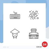 4 Creative Icons Modern Signs and Symbols of key monk education wheat building Editable Vector Design Elements