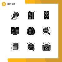 Set of 9 Vector Solid Glyphs on Grid for report medical fruit smartphone mobile Editable Vector Design Elements