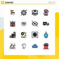 Set of 16 Modern UI Icons Symbols Signs for bundle video settings mobile home Editable Creative Vector Design Elements