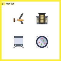 Group of 4 Flat Icons Signs and Symbols for foamgun office foam gun train Editable Vector Design Elements