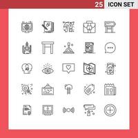 Line Pack of 25 Universal Symbols of direction business geometry briefcase pen Editable Vector Design Elements