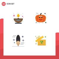 4 User Interface Flat Icon Pack of modern Signs and Symbols of fire coding oil pumpkin development Editable Vector Design Elements