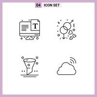 4 iconos creativos signos y símbolos modernos de fuente de filtro de pantalla love ui elementos de diseño vectorial editables vector