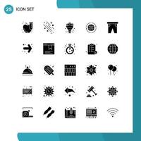 User Interface Pack of 25 Basic Solid Glyphs of connect earth stars world wedding Editable Vector Design Elements