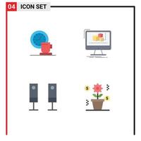 4 User Interface Flat Icon Pack of modern Signs and Symbols of coffee software time computer electric Editable Vector Design Elements