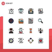 Universal Icon Symbols Group of 16 Modern Flat Color Filled Lines of parking transport mobile graph analysis financial performance Editable Creative Vector Design Elements