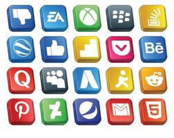 20 Social Media Icon Pack Including myspace quora stock behance google analytics vector