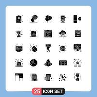 25 Thematic Vector Solid Glyphs and Editable Symbols of cell oil dvd lantern fathers day Editable Vector Design Elements