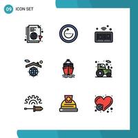 Stock Vector Icon Pack of 9 Line Signs and Symbols for safe globe sync earth iot Editable Vector Design Elements