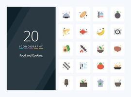 20 Food Flat Color icon for presentation vector