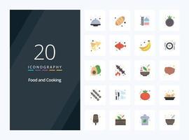 20 Food Flat Color icon for presentation vector