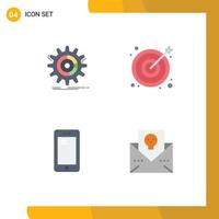 4 iconos planos universales establecidos para aplicaciones web y móviles que configuran elementos de diseño de vectores editables de huawei de negocio de proceso de teléfono inteligente