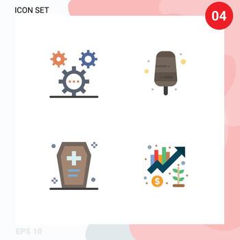 paquete de 4 iconos planos modernos, signos y símbolos para medios de impresión web, como codificar ideas de ataúd, comida, ataúd de Halloween, elementos de diseño vectorial editables vector