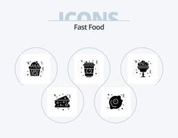 paquete de iconos de glifos de comida rápida 5 diseño de iconos. . vidrio. alimento. vino. comida rápida vector