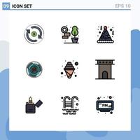 Set of 9 Modern UI Icons Symbols Signs for logic concept birthday challenge complexity Editable Vector Design Elements