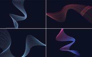 Set of 4 geometric wave pattern backgrounds for your projects vector