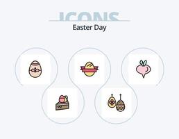 Easter Line Filled Icon Pack 5 Icon Design. egg. day. cross. easter. fire work vector