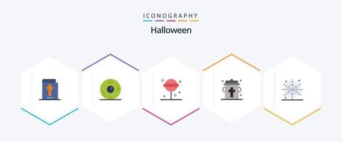 paquete de iconos planos de halloween 25 que incluye araña. Víspera de Todos los Santos. Víspera de Todos los Santos. icono de Halloween. botella vector