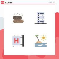 Set of 4 Vector Flat Icons on Grid for cabin center firewood hosting fitness Editable Vector Design Elements