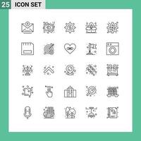 Editable Vector Line Pack of 25 Simple Lines of gear solution energy idea package Editable Vector Design Elements
