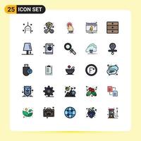 Group of 25 Filled line Flat Colors Signs and Symbols for date bell reduction start hand Editable Vector Design Elements