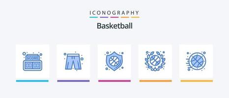 paquete de iconos de baloncesto azul 5 que incluye tiempo. juego. seguridad. baloncesto. baloncesto. diseño de iconos creativos vector