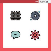 User Interface Pack of 4 Basic Filledline Flat Colors of farm message garden dvd amaryllis Editable Vector Design Elements