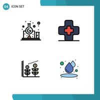 Modern Set of 4 Filledline Flat Colors Pictograph of chemistry startup study pharmacy humid Editable Vector Design Elements