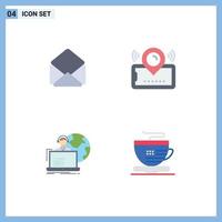 4 Flat Icon concept for Websites Mobile and Apps mail outsourcing map ticket human Editable Vector Design Elements