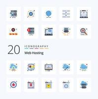 20 Web Hosting Flat Color icon Pack like hosting cloud diagram management database vector