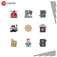 9 iconos creativos signos y símbolos modernos de la configuración de atención médica bloqueo científico avatar elementos de diseño vectorial editables vector