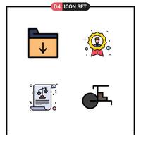 Modern Set of 4 Filledline Flat Colors Pictograph of document equality achievement employee laws Editable Vector Design Elements
