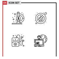 Stock Vector Icon Pack of 4 Line Signs and Symbols for laboratory outsource fire hobbies allocation Editable Vector Design Elements